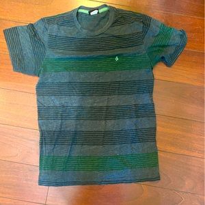 Volcom Gray, Blue, Green Striped Men’s Small Short Sleeve T-Shirt